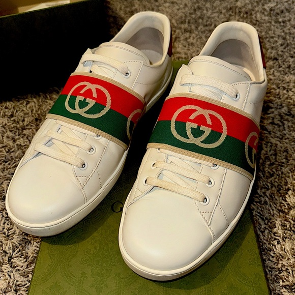 Gucci Ace Elastic Logo Web Sneakers - Picture 1 of 8